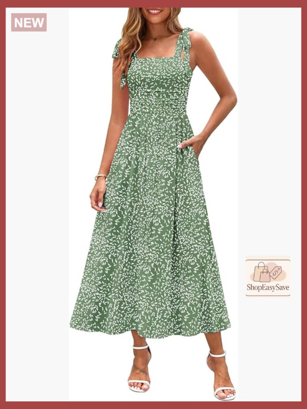 Floral Maxi Dress with Pockets Smocked Back Spaghetti Strap Summer Sundress